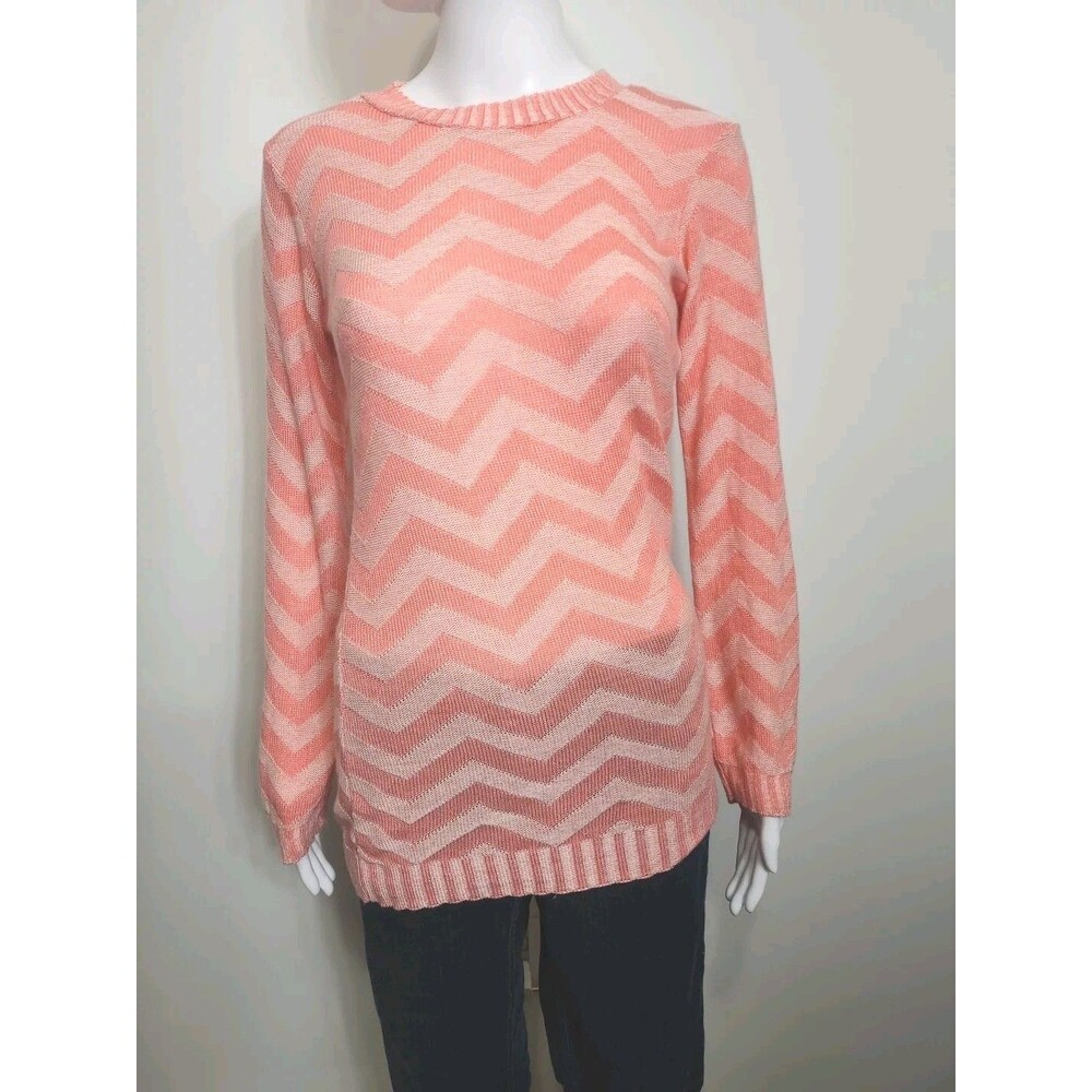 Womens Long Lightweight Sweater Multicolor Chevron Print Size XS (flaw)